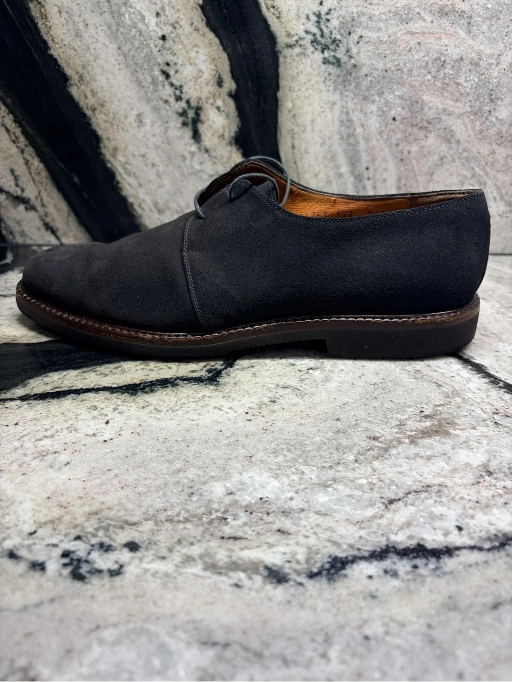 Salvatore Ferragamo Men’s Black Suede Derby Shoes 9.5 2E US 10.5 Vibram Italy